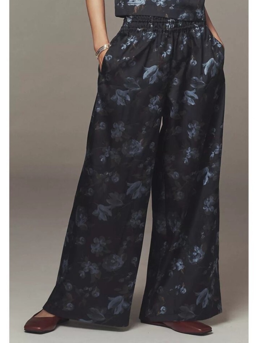 NEW Anthropologie The Somerset Jacquard Pull-On Pant Size Medium Petite Blue